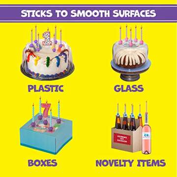 Candle Buddy Pack Birthday Candle Holder (Pink) - Sticks to Smooth Surfaces / Reusable / Washable/ Help Keep “Germs Off” While Blowing Out Birthday Candles! (Pink)