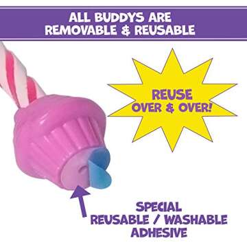 Candle Buddy Pack Birthday Candle Holder (Pink) - Sticks to Smooth Surfaces / Reusable / Washable/ Help Keep “Germs Off” While Blowing Out Birthday Candles! (Pink)
