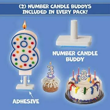 Candle Buddy Pack Birthday Candle Holder (Pink) - Sticks to Smooth Surfaces / Reusable / Washable/ Help Keep “Germs Off” While Blowing Out Birthday Candles! (Pink)