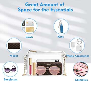 Ginogento Stadium Approved Bags for Women - PVC Clear Purse, Concert Bag