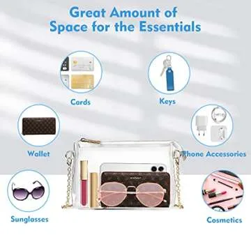 Ginogento Stadium Approved Bags for Women - PVC Clear Purse, Concert Bag