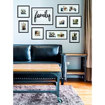 Gallery Perfect 9 Piece Black Family Photo Frame Gallery Wall Kit