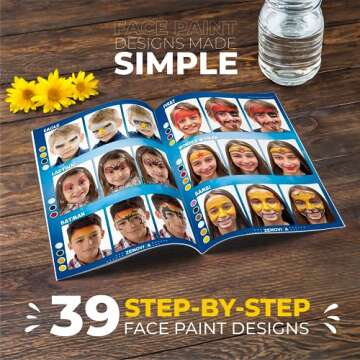 Zenovika Face Painting Kit for Kids - 26 Colors Face Paint Kit, Non-Toxic and Hypoallergenic, Stencils, Book, and Professional Halloween Makeup Kit - Safe and Easy to Use Face Paint Kit for Kids