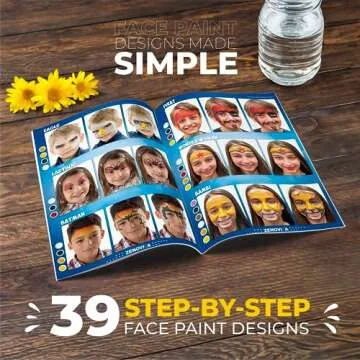 Zenovika Face Painting Kit for Kids - 26 Colors Face Paint Kit, Non-Toxic and Hypoallergenic, Stencils, Book, and Professional Halloween Makeup Kit - Safe and Easy to Use Face Paint Kit for Kids
