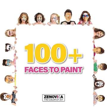 Zenovika Face Painting Kit for Kids - 26 Colors Face Paint Kit, Non-Toxic and Hypoallergenic, Stencils, Book, and Professional Halloween Makeup Kit - Safe and Easy to Use Face Paint Kit for Kids