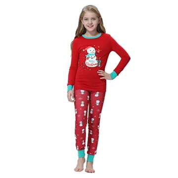HONG HUI Matching Christmas Family Pajamas Set Holiday Santa Claus 2Pcs PJS Set