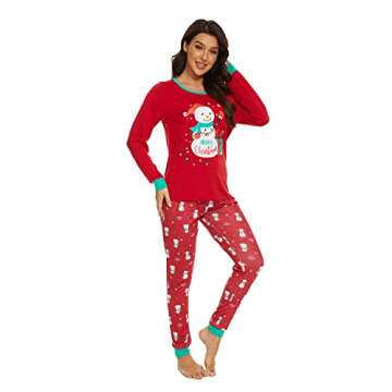HONG HUI Matching Christmas Family Pajamas Set Holiday Santa Claus 2Pcs PJS Set