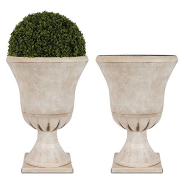Worth Garden Classic 22'' Tall Plastic Urn Planters - Elegant 2 Pack for Home & Garden Decor