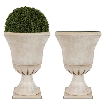 Worth Garden Classic 22'' Tall Plastic Urn Planters - Elegant 2 Pack for Home & Garden Decor
