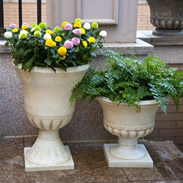 Durable Worth Garden Urn Planters - 22" Tall & Lightweight