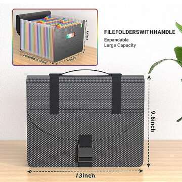 Expanding File Folders with Handle,25 Pockets Accordion File Organizer Expandable,Portable Expandable File Box,Sturdy Accordian Filing Organizer with Tab for Document Paper Bill Receipt,Diamond