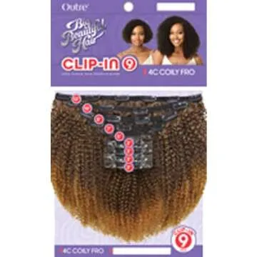 Outre Human Hair Blend Clip on Weave Premium Purple Pack Big Beautiful Hair Clip-In 4C Coily Fro 10" 9Pcs (JBLK)