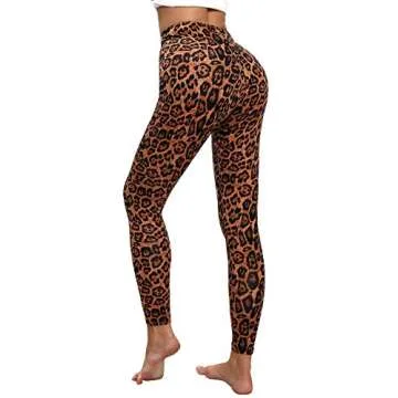 MeiNvShe Women Faux Leather Leggings Wet Look Metallic Waist Leggings (FF 0168 Leopard, M)