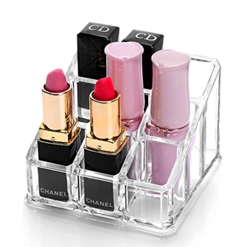 Sooyee Lipstick Organizer – 9 Slots Clear Acrylic Makeup Storage Case