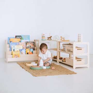Montessori Bookshelf Set of 3: Stylish Kids Shelving Solutions