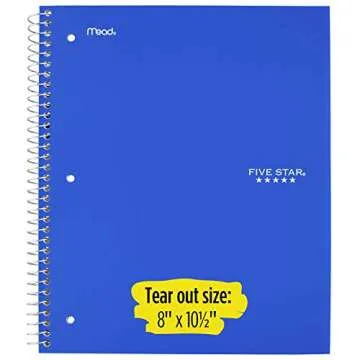 Five Star Spiral Notebook, 5-Subject, Tidewater Blue
