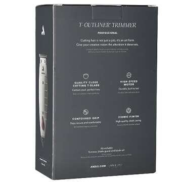 Andis Professional T-Outliner Beard/Hair Trimmer with T-Blade, Gray, Model GTO (04710) with a BeauWis Blade Brush