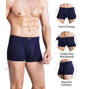wirarpa Men's Breathable Micro Modal Trunk Underwear Covered Waistband Microfiber Underpants Short Leg Solid Color, Medium
