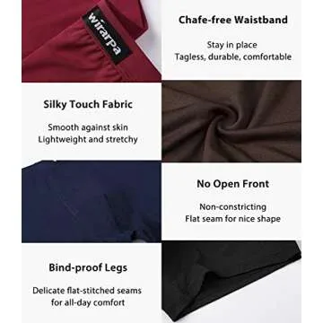 wirarpa Men's Breathable Micro Modal Trunk Underwear Covered Waistband Microfiber Underpants Short Leg Solid Color, Medium