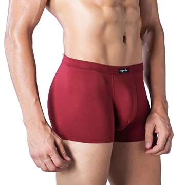 wirarpa Men's Breathable Micro Modal Trunk Underwear Covered Waistband Microfiber Underpants Short Leg Solid Color, Medium