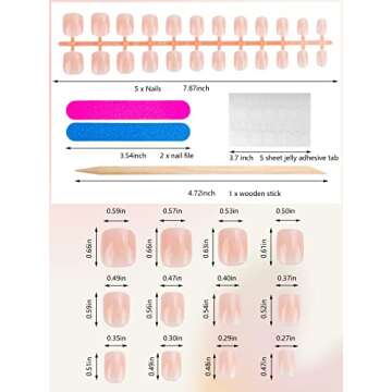French Fake Nails Tips Press on Nails Short Square False Nail Glossy Full Cover Acrylic Nails, Artificail Nails Kit with Nail Glue Stickers,Files and Stick for Nail Art Manicure Decoration (Nude)
