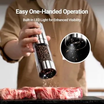 Electric Salt and Pepper Grinder Set - Rechargeable & Adjustable Coarseness