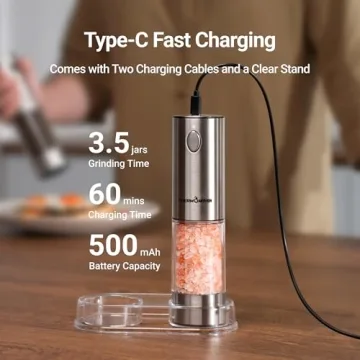 Electric Salt and Pepper Grinder Set - Rechargeable & Adjustable Coarseness