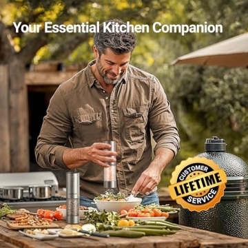 Electric Salt and Pepper Grinder Set - Rechargeable & Adjustable Coarseness