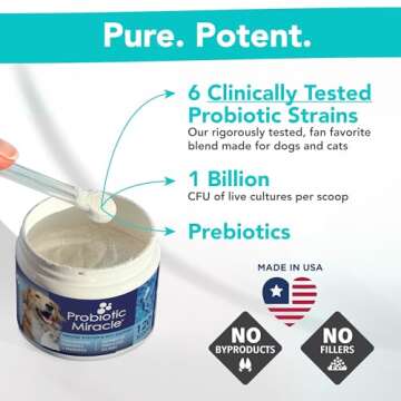 Probiotics for Cats & Dogs : Probiotic Miracle : Bowel & Gut Support : Digestive Health : Stop Diarrhea, Loose Stool