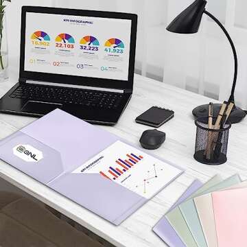 GNL Plastic Folders with Pockets, Pack of 5, Muted Pastel Colors, Heavy Duty 2 Pocket File Folders Letter Size, Pocket Folders for School, Home, and Office