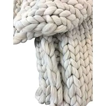 A Vision to Remember Large Chunky Knit Throw Blanket with Thick Acrylic Wool Yarn, Perfect for Bed, Chair, Sofa, Handmade