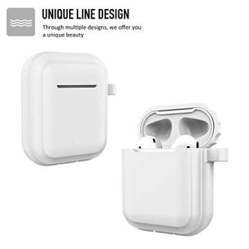 Compatible Airpods Case, Coffea Airpods Accessories Protective Silicone Case Cover and Skin with Carabiner for Airpods (White)