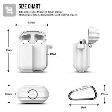 Compatible Airpods Case, Coffea Airpods Accessories Protective Silicone Case Cover and Skin with Carabiner for Airpods (White)