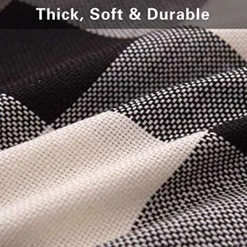 Burlap Farmhouse Decor Buffalo Checkers Plaid Cotton Linen Decorative Throw Pillow Cover Rustic Cushion Cover Pillowcase for Sofa 18 x 18 Inch, Set of 2 (Black/White, 18"×18")