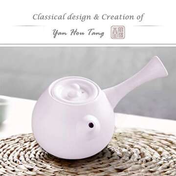 Yan Hou Tang Chinese Ceramic Classic Matte Tea Pot Infuser 240ml 8.6oz - Business Small Gift Handmad...