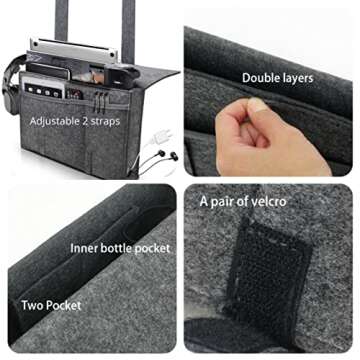 W Design Bedside Caddy, Bed Caddy for College Dorm Room, Bedside Organizer with 2 Heavy Duty Straps ...