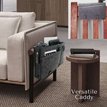 W Design Bedside Caddy, Bed Caddy for College Dorm Room, Bedside Organizer with 2 Heavy Duty Straps Fits Bunk Bed, Bedframe, Sofa, Bedside Pocket for Hospital Bed, Easy DIY Installation.