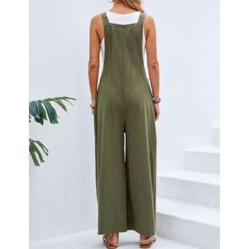 IDEALSANXUN Maternity Romper Jumpsuits Oversized Comfy Overalls for Women Loose Fit Wide Leg Linen R...