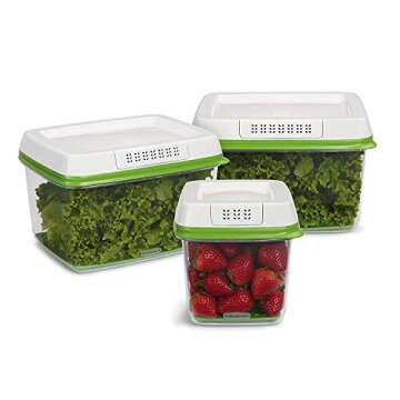 Rubbermaid 3-Piece Produce Saver Containers for Refrigerator with Lids for Food Storage, Dishwasher ...