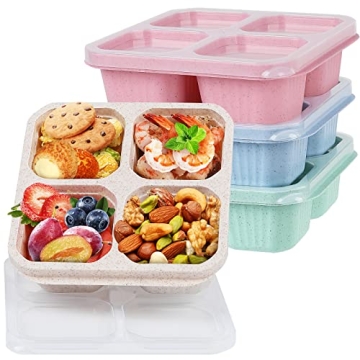 Buluker 4 Pack Bento Snack Containers - Eco-Friendly Meal Prep