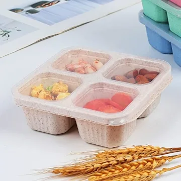 buluker 4 Pack Wheat Straw Bento Containers Set