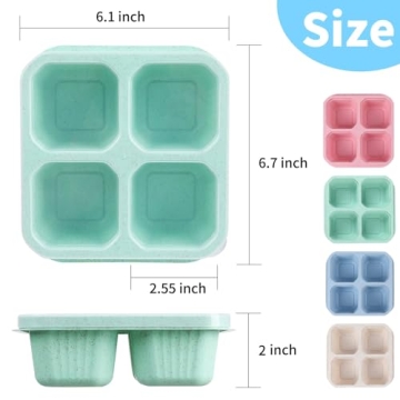 buluker 4 Pack Wheat Straw Bento Containers Set