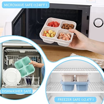 buluker 4 Pack Wheat Straw Bento Containers Set