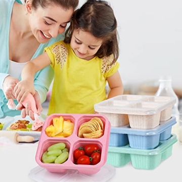 buluker 4 Pack Wheat Straw Bento Containers Set