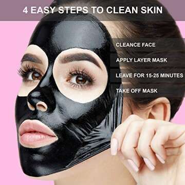 WEL Black Peel Off Face Mask - Charcoal Face Masks - Blackhead Remover Mask with Brush - Facial Mask - Deep Pores Cleansing, SkinCare