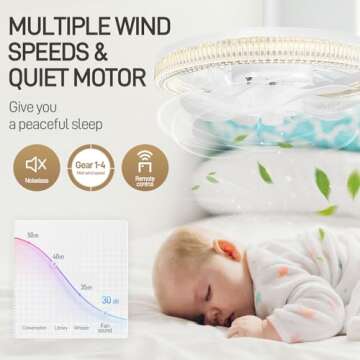 Modern 12 Inch Ceiling Fan with Adjustable Light