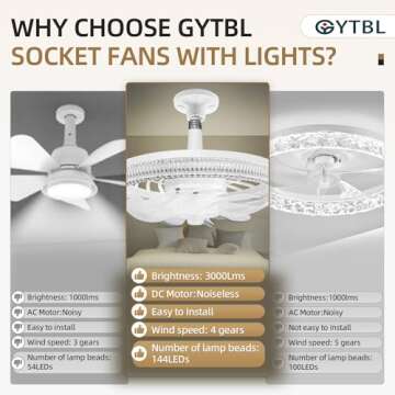 Modern 12 Inch Ceiling Fan with Adjustable Light