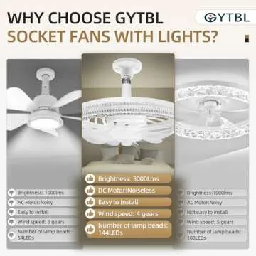 Modern 12 Inch Ceiling Fan with Adjustable Light