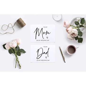 To My Mom To My Dad On My Wedding Day Card Set Modern Wedding Cards for Parents of Bride and Groom