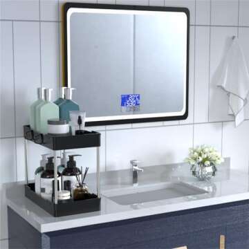 Tailide Under Sink Organizers and Storage (2 Pack), 2 Tier Bathroom Organizer Under Sink, Black Under Kitchen Sink Organizers and Storage, Cleaning Supplies Organizer, Counter Under Cabinet Storage